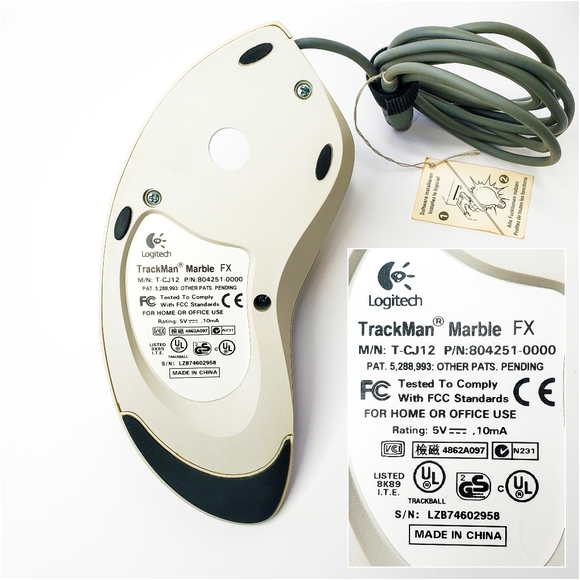 Logitech TrackMan Marble FX Finger- Operated PC Mouse T-CJ12 804251-0000 - Picture 6 of 16